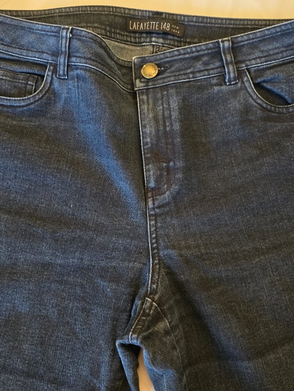 Lafayette 148 New York Dark Blue Flare Jeans - Picture 3 of 5